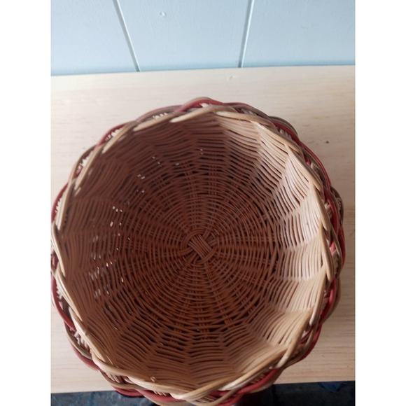 Woven Circular Basket Two Tone Red Decorative - Picture 3 of 11